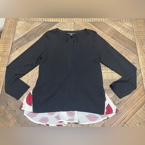 INC International Concepts Black Top with Red Accents